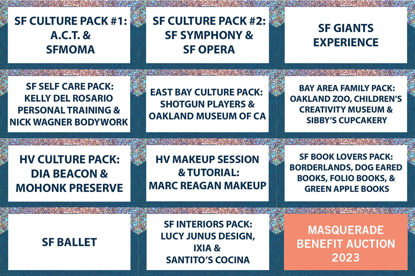 Titles of auction prizes in graphic form